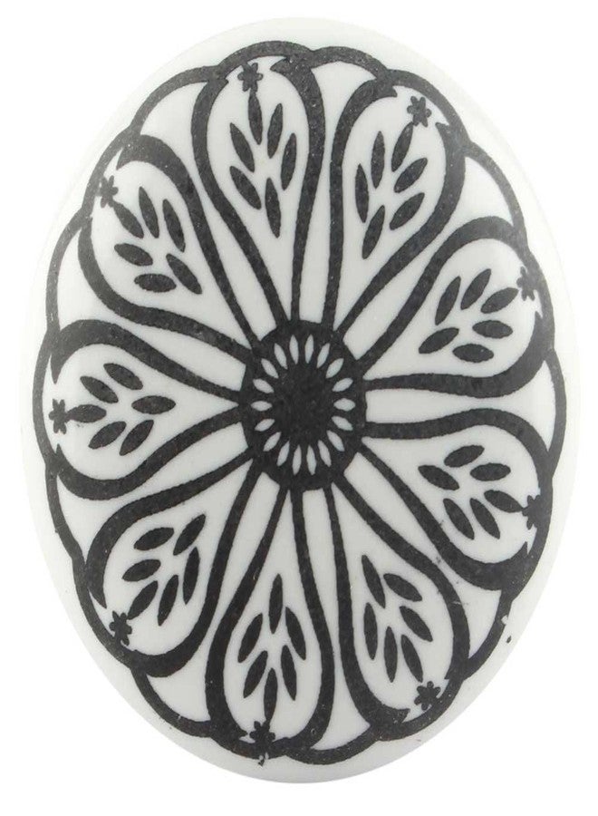 Indian-Shelf 4 Piece Black Daisy Flat Floral Ceramic Drawer Knobs for Kitchen Cabinet Hardware Decorative Door Pulls Dresser Premium Chest - Image 2